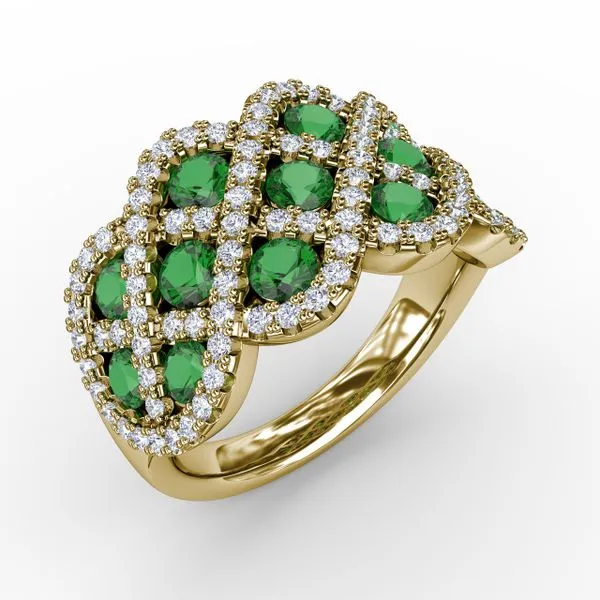 You And Me Emerald And Diamond Interweaving Ring Image 2 The Diamond Center Claremont, CA