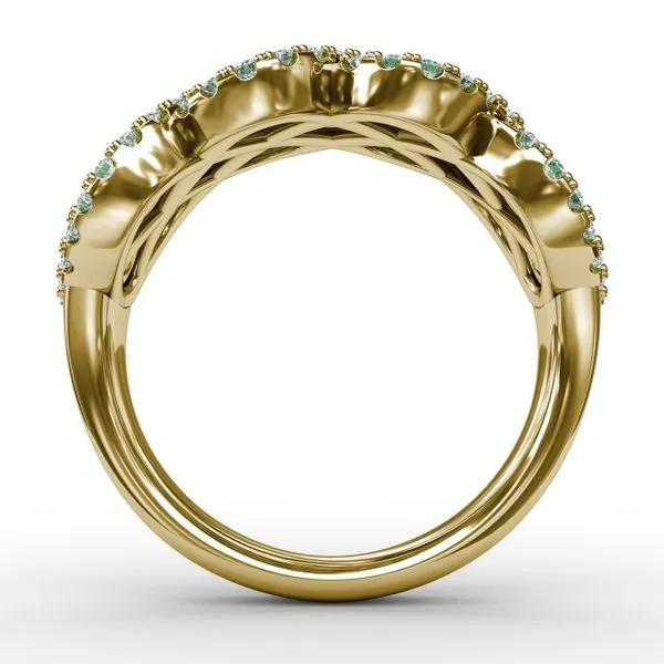You And Me Emerald And Diamond Interweaving Ring Image 3 The Diamond Center Claremont, CA