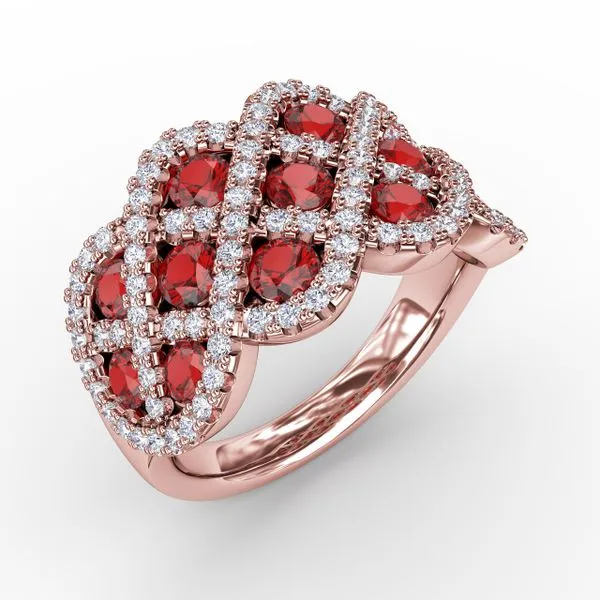 You And Me Ruby And Diamond Interweaving Ring Image 2 The Diamond Center Claremont, CA