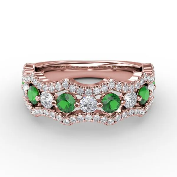 Endless Romance Emerald and Diamond Wave Ring Castle Couture Fine Jewelry Manalapan, NJ
