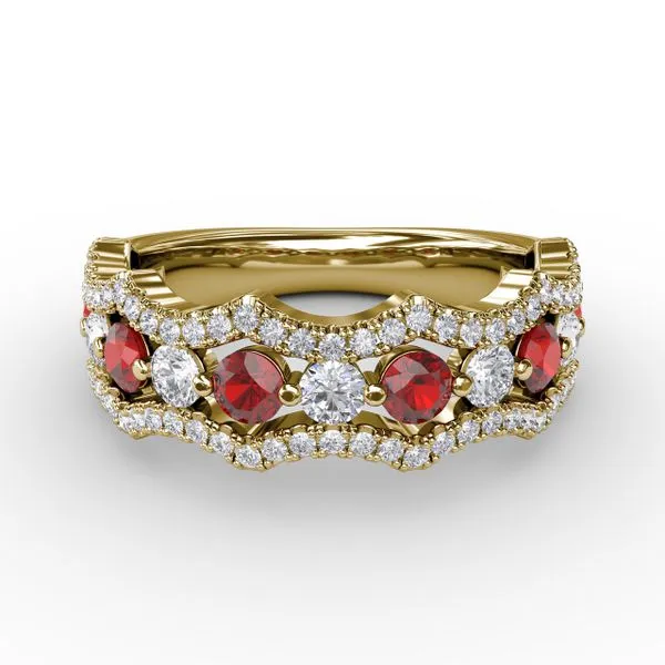 Endless Romance Ruby and Diamond Wave Ring Castle Couture Fine Jewelry Manalapan, NJ