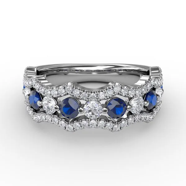 Endless Romance Sapphire and Diamond Wave Ring Gaines Jewelry FLINT, MI