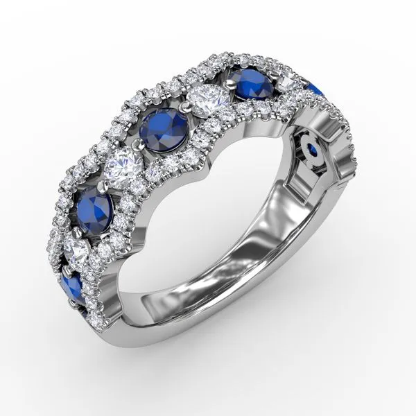 Endless Romance Sapphire and Diamond Wave Ring Image 2 Gaines Jewelry FLINT, MI
