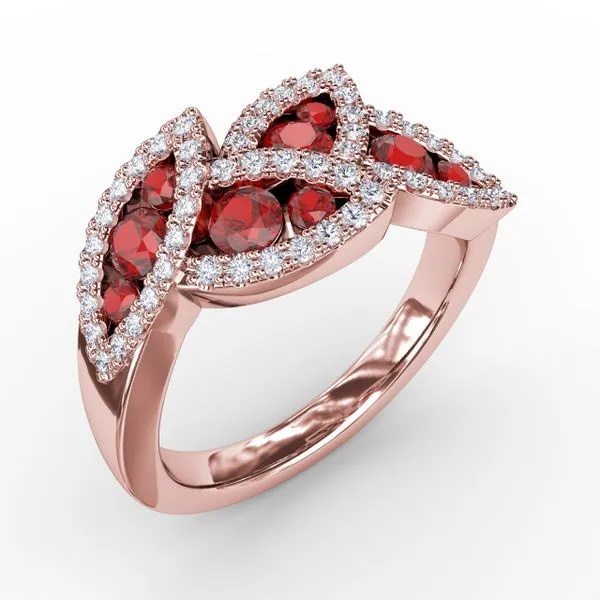 Glam Galore Ruby and Diamond Leaf Ring Image 2 Graham Jewelers Wayzata, MN