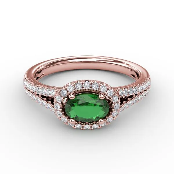 Halo Emerald and Diamond Ring Castle Couture Fine Jewelry Manalapan, NJ
