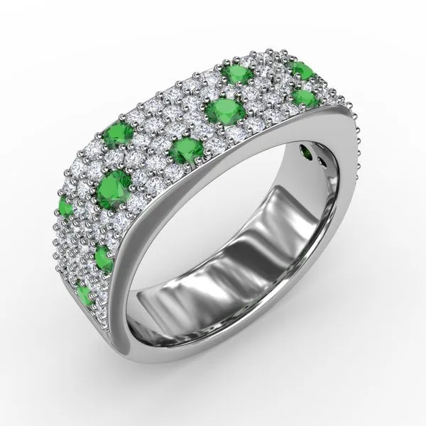 Under the Stars Emerald-Speckled Diamond Ring Image 2 Gaines Jewelry FLINT, MI