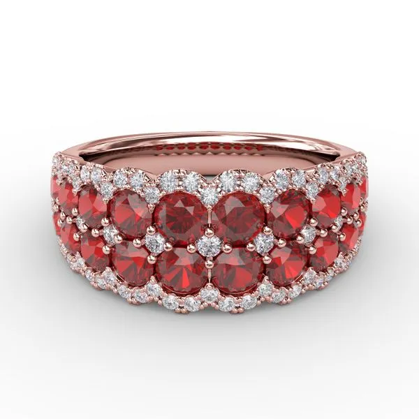 Get Sentimental Ruby and Diamond Double Row Ring Gaines Jewelry FLINT, MI