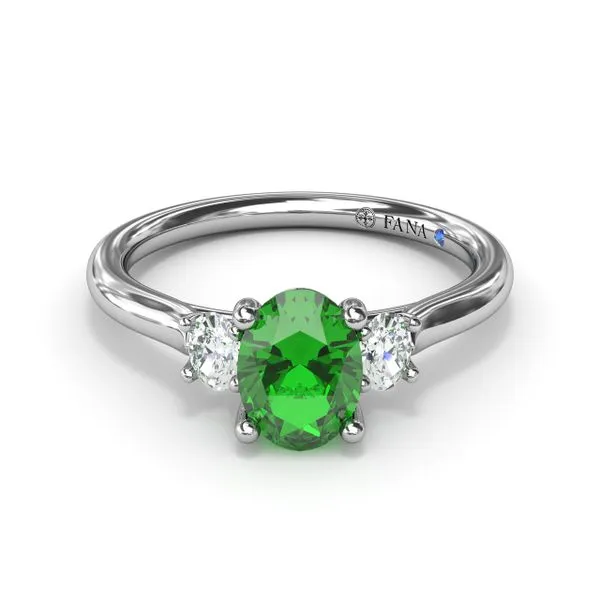 Three Stone Emerald and Diamond Ring Steve Lennon & Co Jewelers  New Hartford, NY