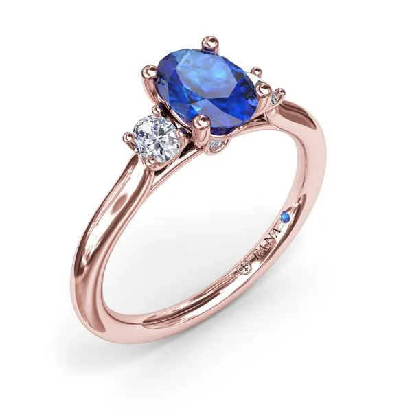 Three Stone Sapphire and Diamond Ring Image 2 Steve Lennon & Co Jewelers  New Hartford, NY