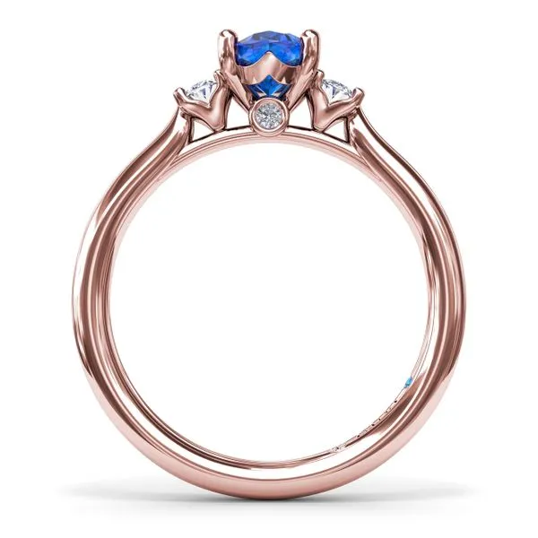 Three Stone Sapphire and Diamond Ring Image 3 Steve Lennon & Co Jewelers  New Hartford, NY