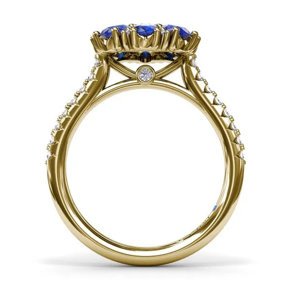 Sapphire and Diamond Cluster Flower Ring Image 3 Moore Jewelers Laredo, TX