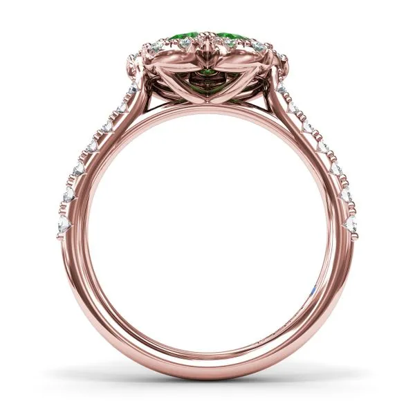 Emerald and Diamond Magnolia Ring Image 3 Steve Lennon & Co Jewelers  New Hartford, NY