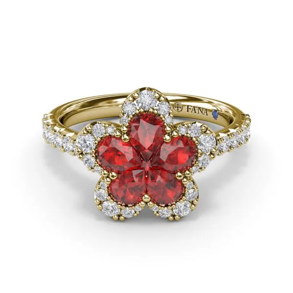 Ruby and Diamond Magnolia Ring Quest Fine Jewelers Fairfax, VA