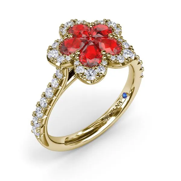 Ruby and Diamond Magnolia Ring Image 2 Quest Fine Jewelers Fairfax, VA