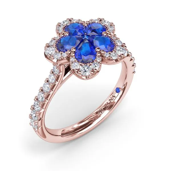 Sapphire and Diamond Magnolia Ring Image 2 The Diamond Center Claremont, CA