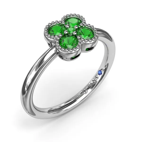 Magnolia Milgrain Emerald Ring Image 2 Quest Fine Jewelers Fairfax, VA