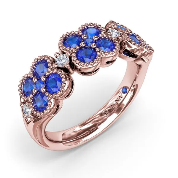 Magnolia Milgrain Sapphire and Diamond Ring Image 2 Shipley's Fine Jewelry Hampstead, MD