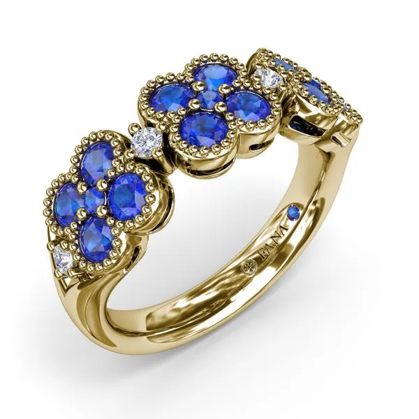 Magnolia Milgrain Sapphire and Diamond Ring Image 2 Quest Fine Jewelers Fairfax, VA