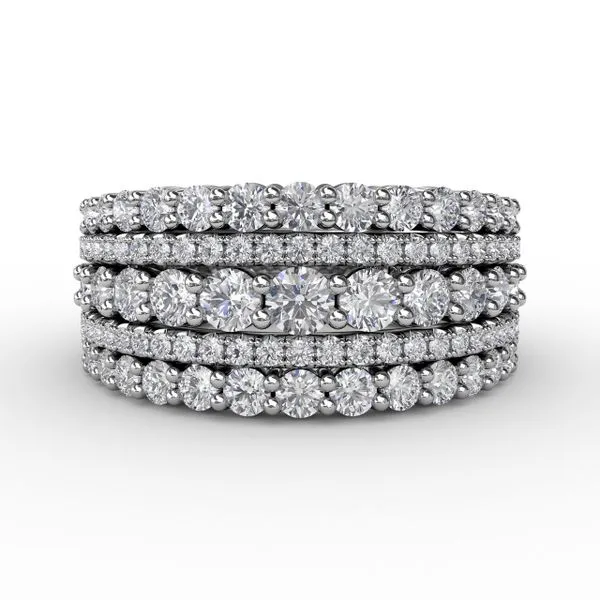 Five-Row Alternating Diamond Band Image 2 Gaines Jewelry FLINT, MI