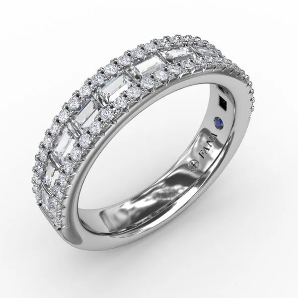 Three-Row Round and Baguette Diamond Band The Diamond Center Claremont, CA