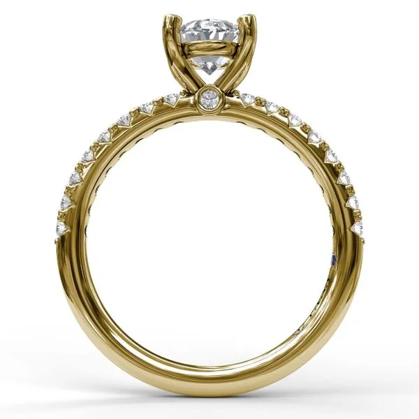 Classic Single Row Engagement ring with an Oval Center Diamond. Image 2 Steve Lennon & Co Jewelers  New Hartford, NY