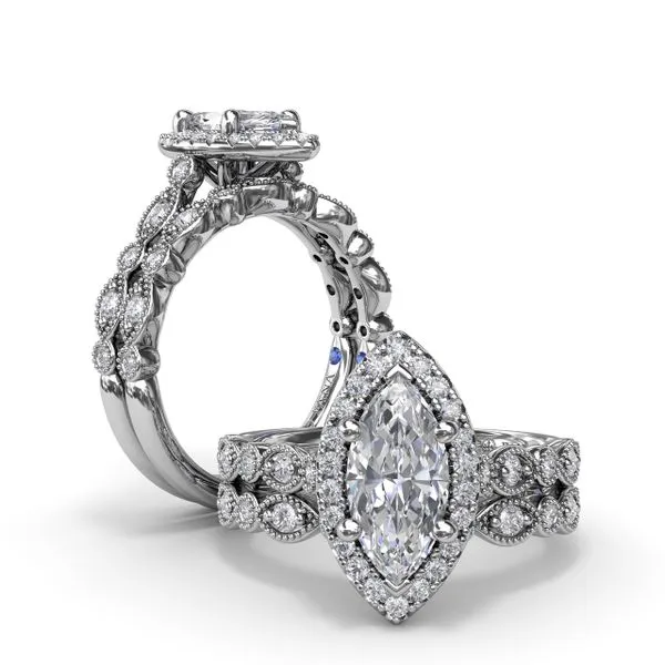 Classic Marquise Engagement Ring with Detailed Milgrain Band Image 4 The Diamond Center Claremont, CA