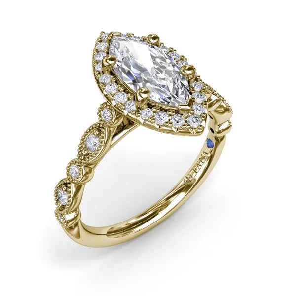 Classic Marquise Engagement Ring with Detailed Milgrain Band Quenan's Fine Jewelers Georgetown, TX