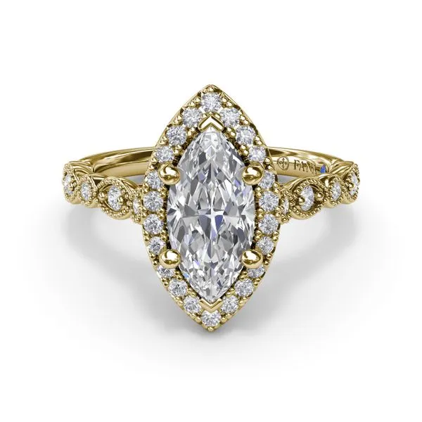 Classic Marquise Engagement Ring with Detailed Milgrain Band Image 3 Moore Jewelers Laredo, TX