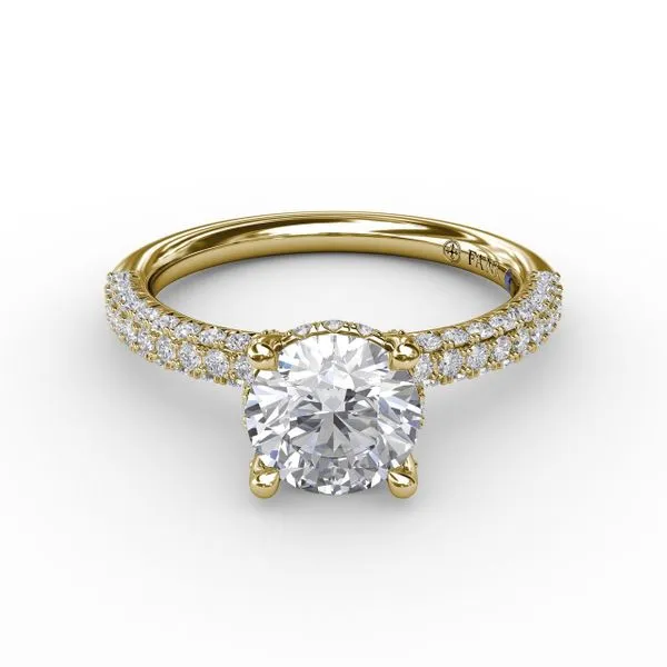 All-Over Pave Diamond Solitaire Engagement Ring With Hidden Halo Image 3 Steve Lennon & Co Jewelers  New Hartford, NY