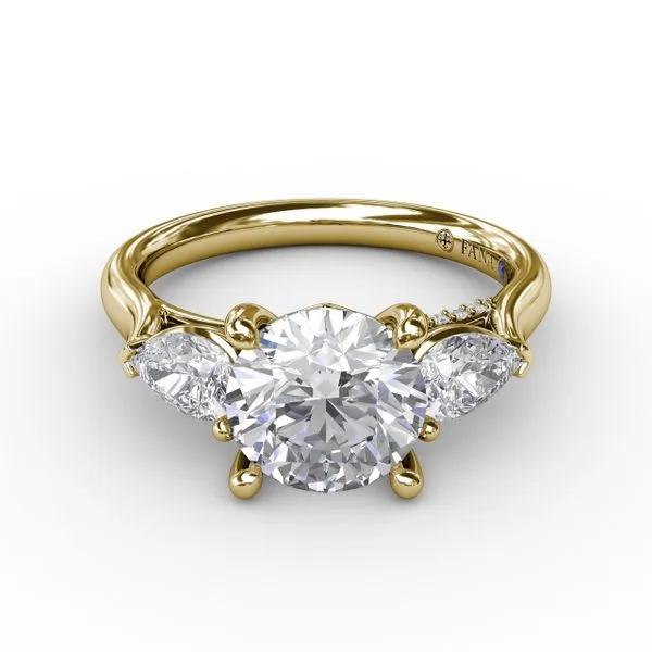 Classic Three-Stone Engagement Ring With Pear-Shape Side Diamonds Image 3 Steve Lennon & Co Jewelers  New Hartford, NY