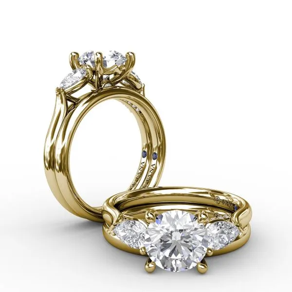 Classic Three-Stone Engagement Ring With Pear-Shape Side Diamonds Image 4 Steve Lennon & Co Jewelers  New Hartford, NY