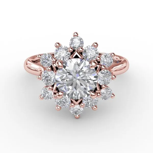 Contemporary Floral Halo Diamond Engagement Ring Image 3 Quenan's Fine Jewelers Georgetown, TX