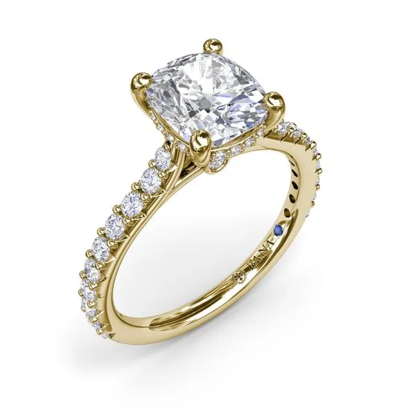 Classic Cushion Solitaire Engagement Ring With Hidden Pavé Halo Quest Fine Jewelers Fairfax, VA