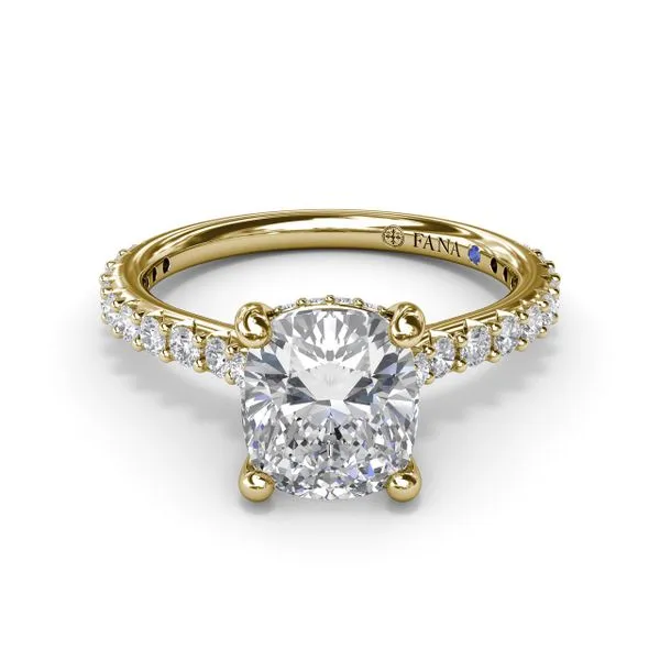 Classic Cushion Solitaire Engagement Ring With Hidden Pavé Halo Image 3 Quest Fine Jewelers Fairfax, VA
