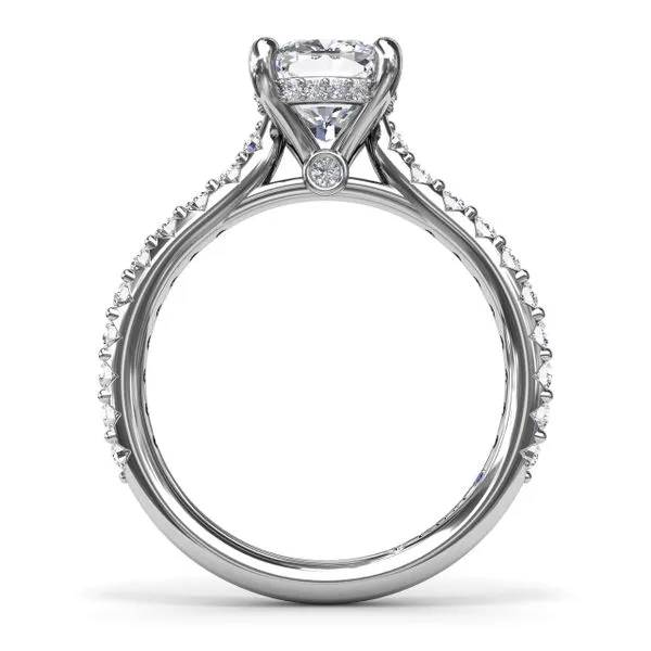 Classic Cushion Solitaire Engagement Ring With Hidden Pavé Halo Image 2 Moore Jewelers Laredo, TX