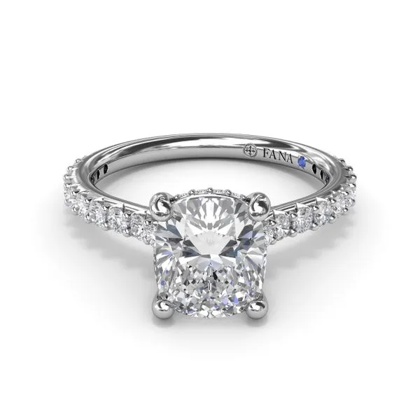 Classic Cushion Solitaire Engagement Ring With Hidden Pavé Halo Image 3 Moore Jewelers Laredo, TX
