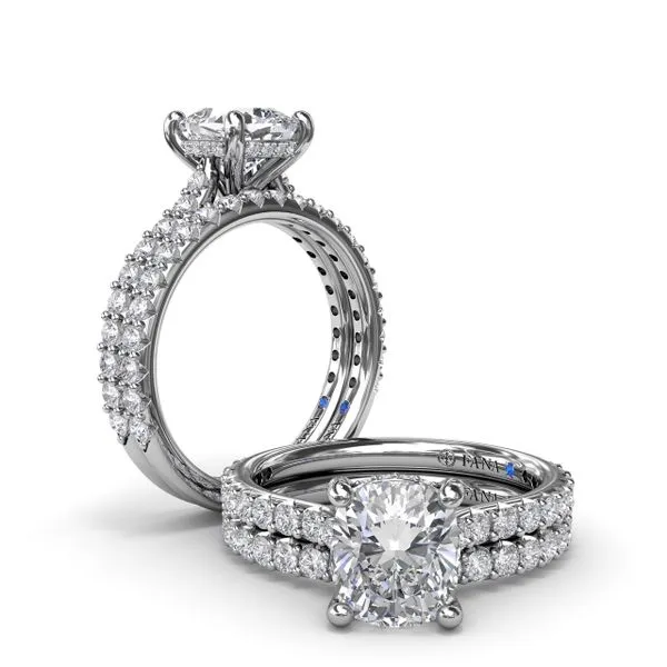 Classic Cushion Solitaire Engagement Ring With Hidden Pavé Halo Image 4 Jim's Jewelers Tyler, TX