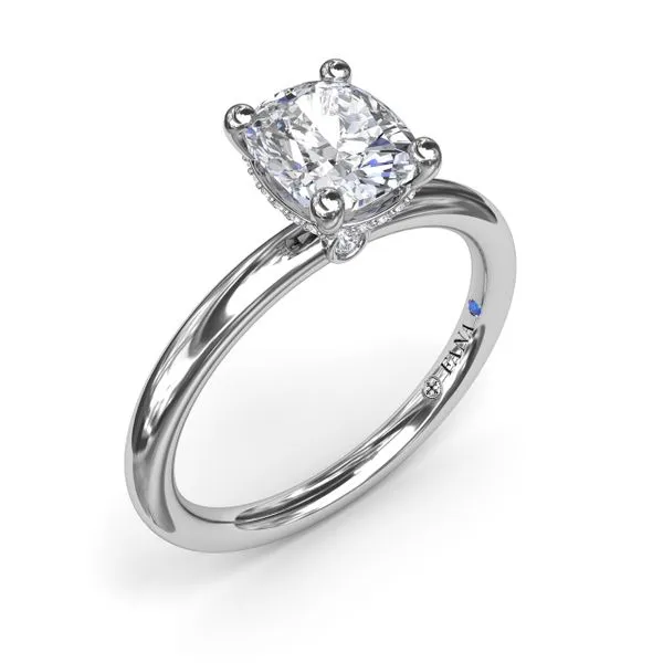 Contemporary Cushion Solitaire Engagement Ring With Hidden Pavé Halo Quest Fine Jewelers Fairfax, VA