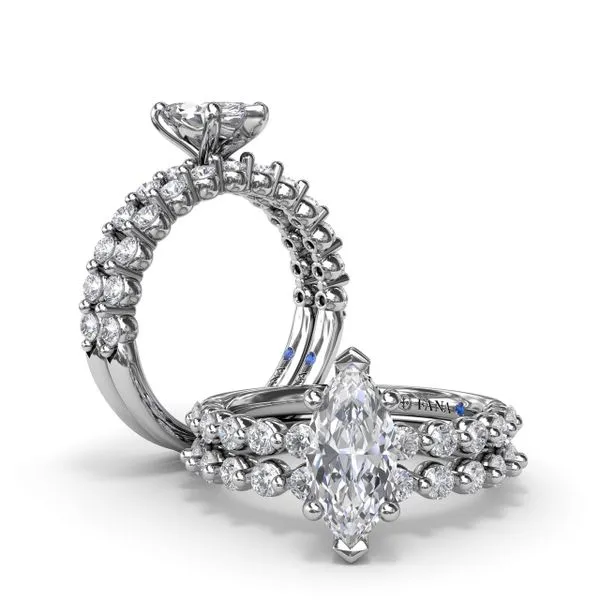 Contemporary Marquise Solitaire Engagement Ring With Diamond Band Image 4 Moore Jewelers Laredo, TX