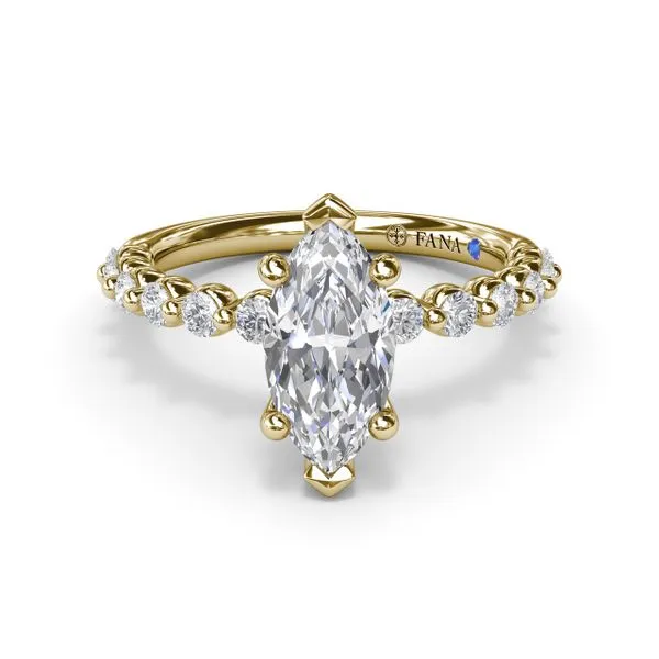 Contemporary Marquise Solitaire Engagement Ring With Diamond Band Image 3 Steve Lennon & Co Jewelers  New Hartford, NY