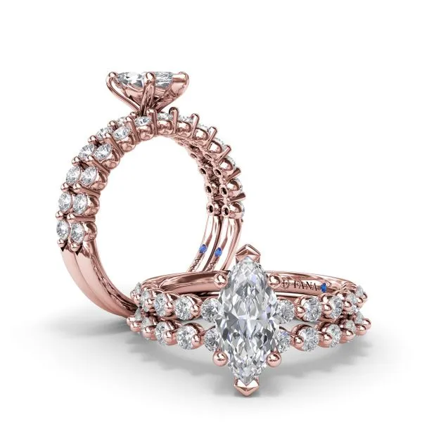 Contemporary Marquise Solitaire Engagement Ring With Diamond Band Image 4 Molinelli's Jewelers Pocatello, ID