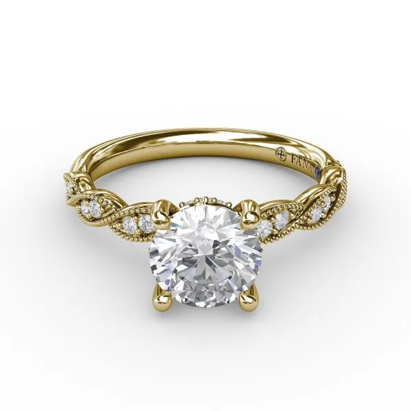 Classic Diamond Solitaire Engagement Ring With Diamond Twist Band Image 3 Quenan's Fine Jewelers Georgetown, TX
