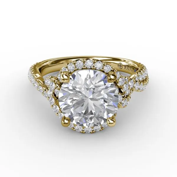 Contemporary Round Diamond Halo Engagement Ring With Twisted Shank Image 3 Steve Lennon & Co Jewelers  New Hartford, NY