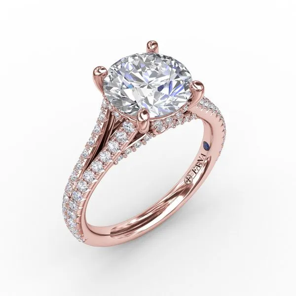 Classic Hidden Halo Round Diamond Solitaire Engagement Ring With Split-Diamond Shank Steve Lennon & Co Jewelers  New Hartford, NY