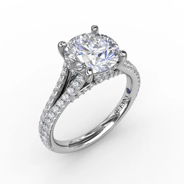 Classic Hidden Halo Round Diamond Solitaire Engagement Ring With Split-Diamond Shank Steve Lennon & Co Jewelers  New Hartford, NY