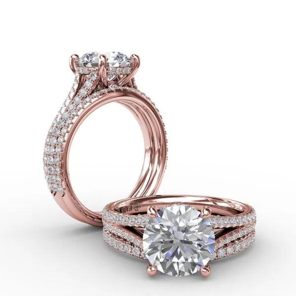 Classic Hidden Halo Round Diamond Solitaire Engagement Ring With Split-Diamond Shank Image 4 The Diamond Center Claremont, CA