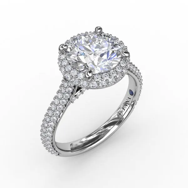 Seamless Pavé Diamond Double Halo Engagement Ring Steve Lennon & Co Jewelers  New Hartford, NY