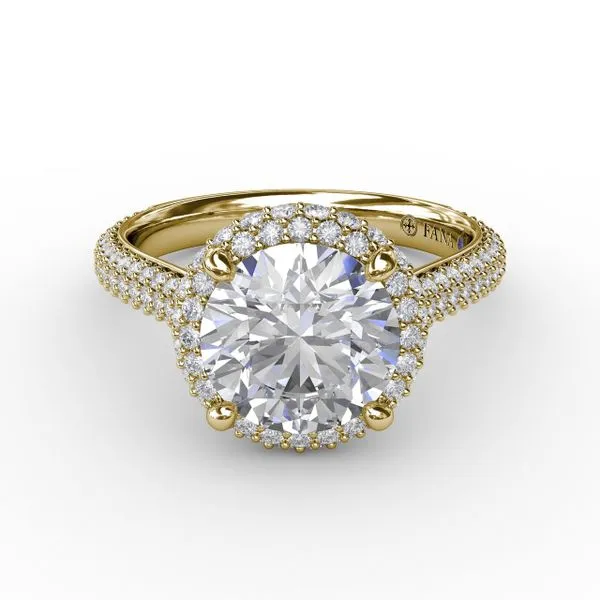 Seamless Pavé Diamond Double Halo Engagement Ring Image 3 Quenan's Fine Jewelers Georgetown, TX
