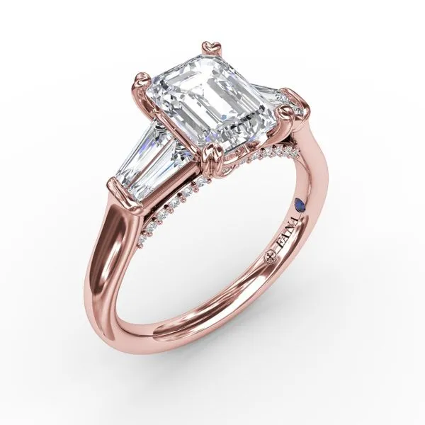 Emerald-Cut Diamond Engagement Ring With Tapered Baguette Side Stones Gaines Jewelry FLINT, MI
