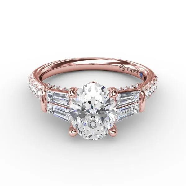 Oval Diamond Engagement Ring With Tapered Baguette Side Stones Image 3 Gaines Jewelry FLINT, MI